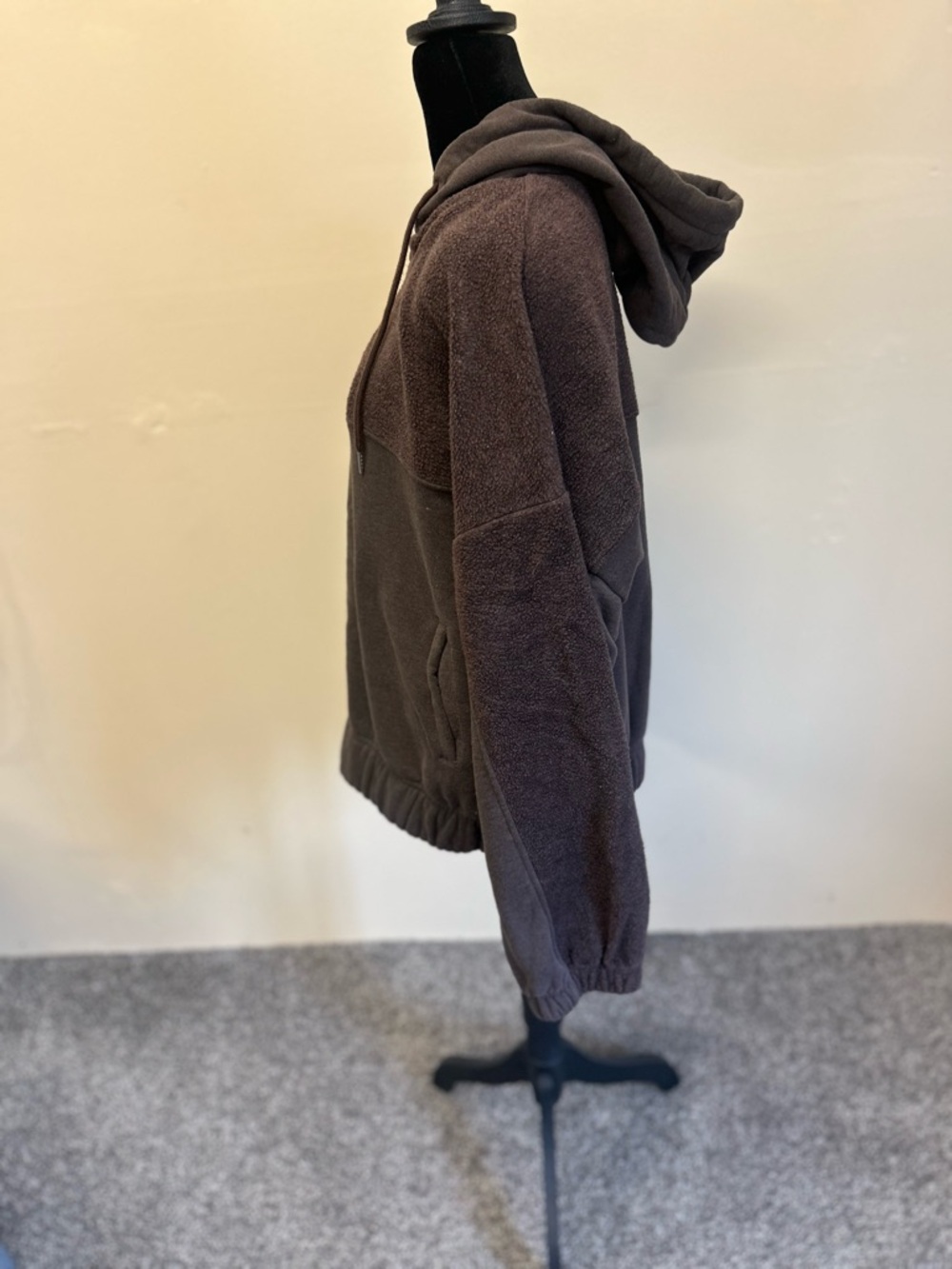 white birch Brown Teddy Half-Zip Pullover Jacket Fits XL or smaller best-NEW - Picture 6 of 7
